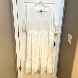 Boho white short sleeve dress